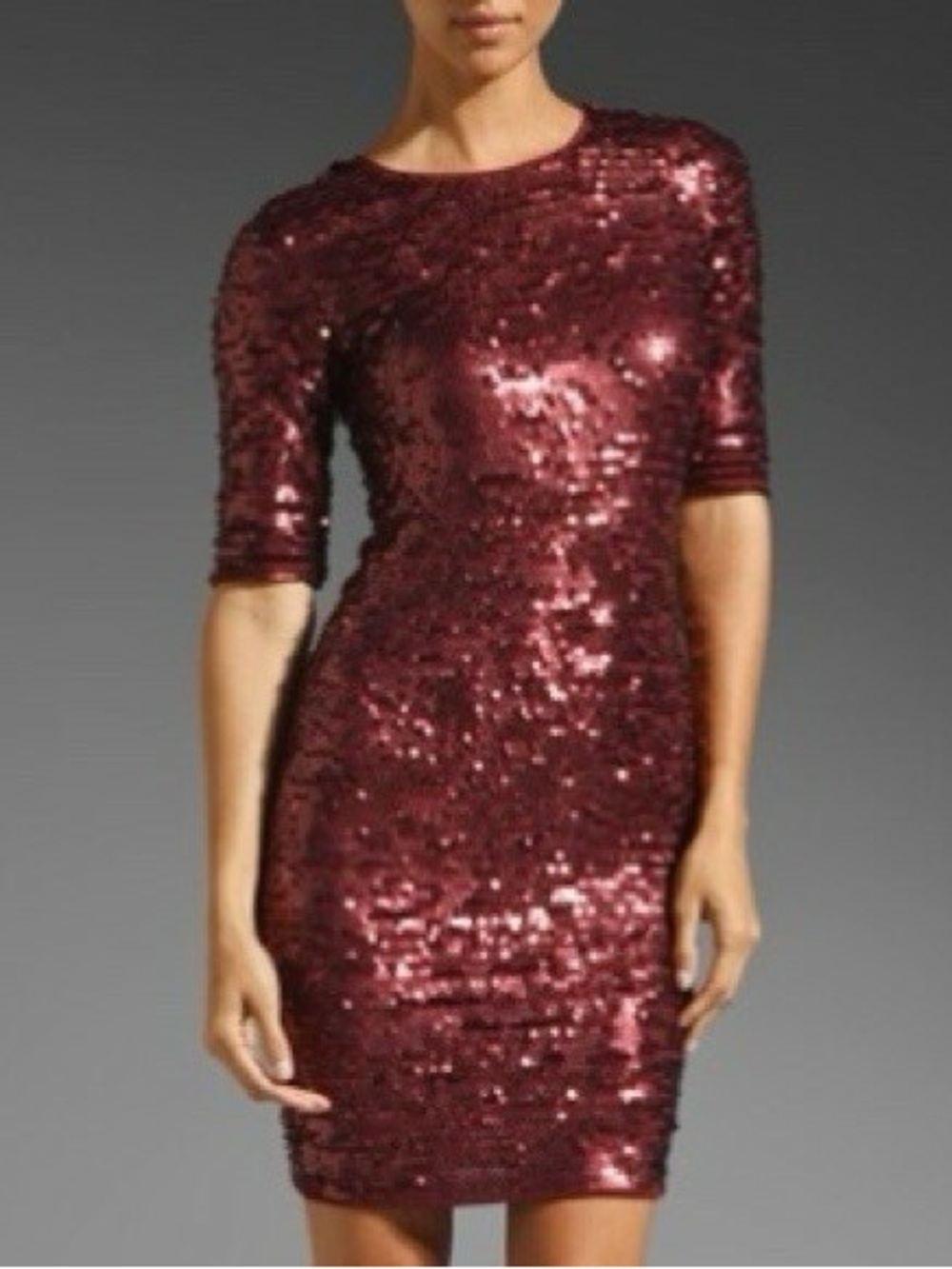 BCBGMAXAZRIA Marta Burgundy Sequin Bodycon Cocktail Dress XXS